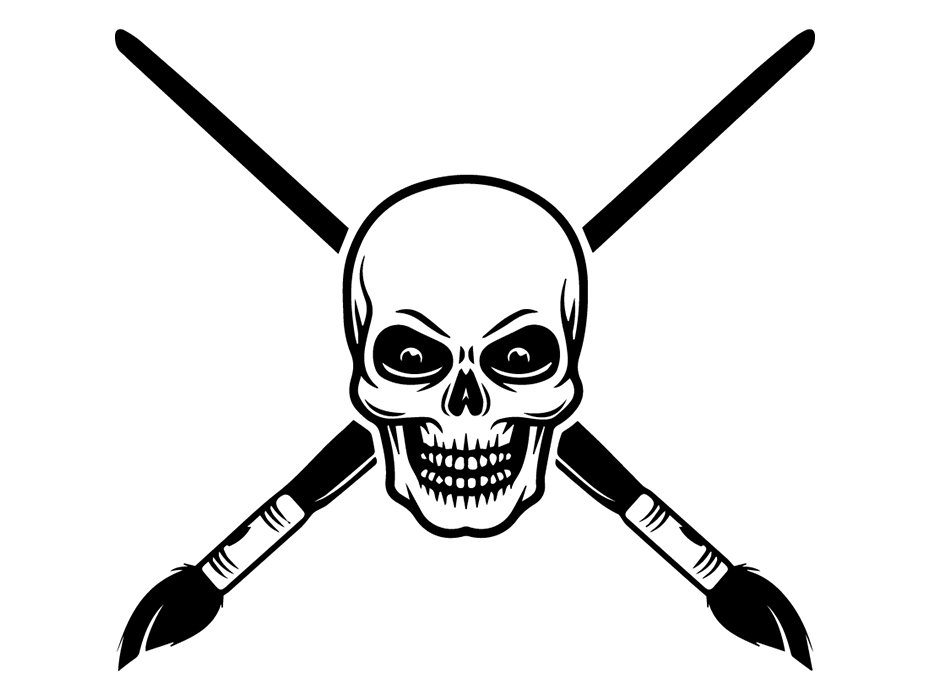 931x700 Painting Logo Skull Painter Paintbrush Palette Brush Easel Etsy