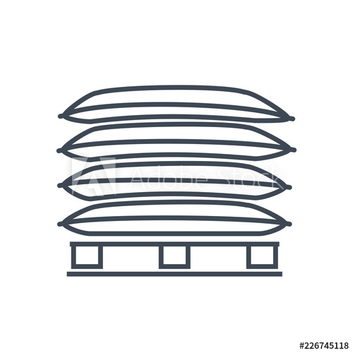 500x500 Vector Thin Line Icon Jute Bags, Sacks On The Pallet