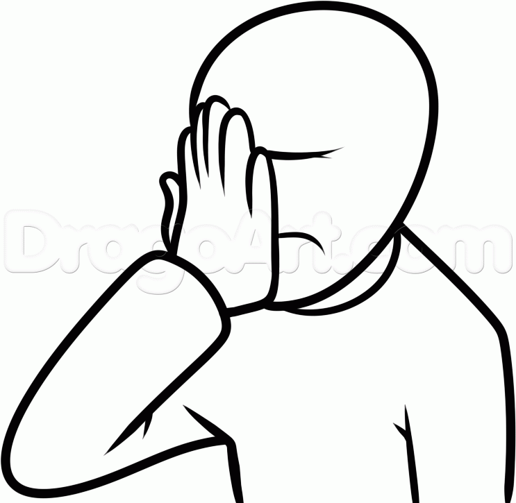 743x725 How To Draw A Face Palm, Step