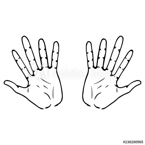 500x500 Two Palm Icon Vector Illustration Human Hand Palm Hand Drawn Arm