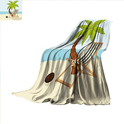 425x425 Beach Travel Blanket Cartoon Style Drawing Palm Tree