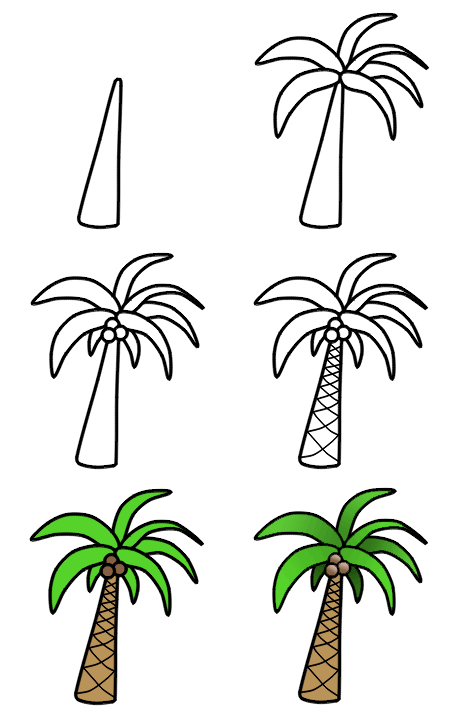450x717 How To Draw A Palm Tree Art Drawings, Easy Drawings, Cartoon
