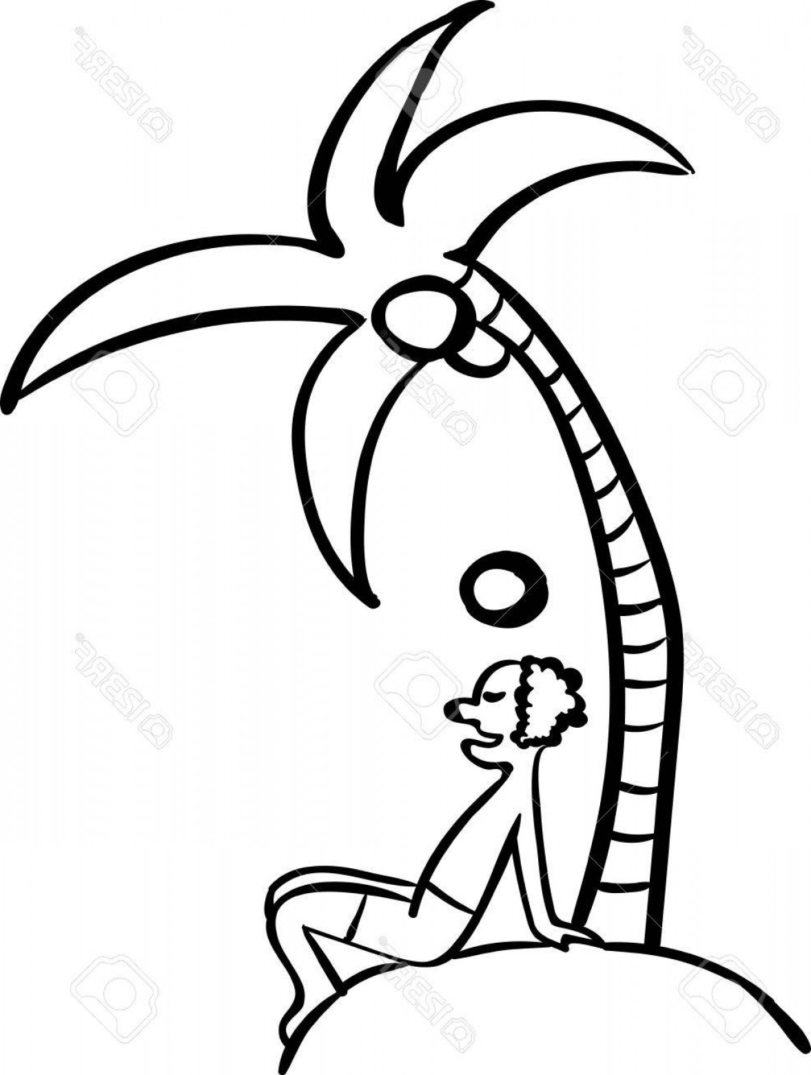 1177x1560 Photostock Vector Sketch Of A Man Resting Under A Coconut Palm