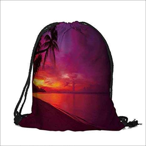 466x466 Draw Pocket Polyester Backpack Tropical Sunset
