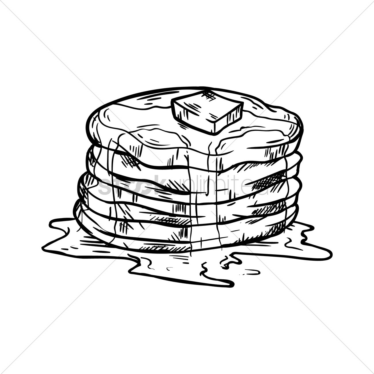 1300x1300 Pancake With Butter And Syrup Vector Image