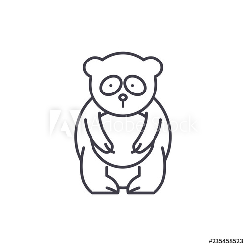500x500 Panda Bear Line Icon Concept Panda Bear Vector Linear