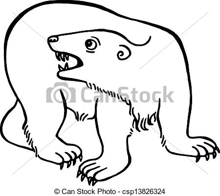 450x402 Polar Bear Line Drawing
