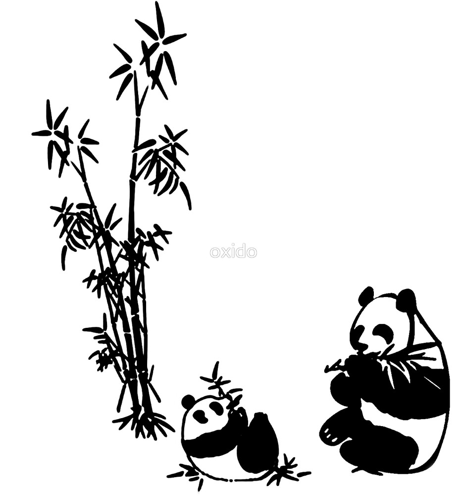933x1000 Cute Panda Eating Bamboo In Black White