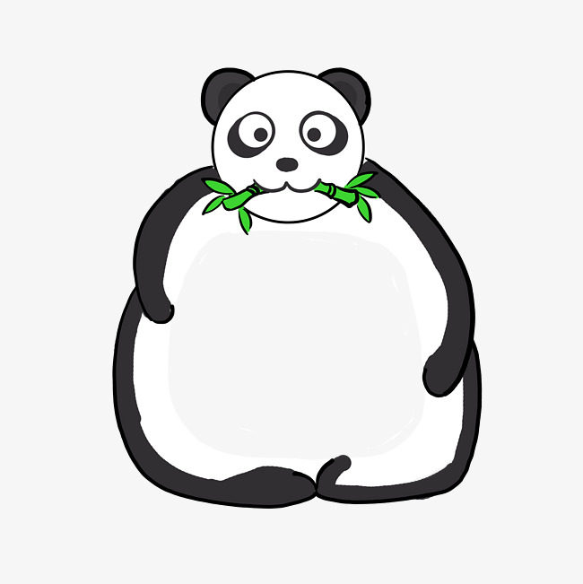 650x651 Hand Drawn Panda Border Eating Bamboo Image