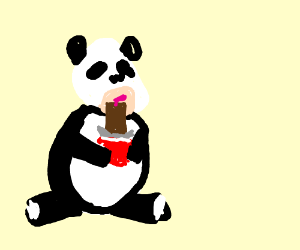 300x250 Panda Bear Eating Bamboo