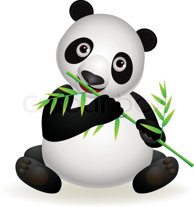 751x800 Panda Eating Bamboo Stock Vector Colourbox