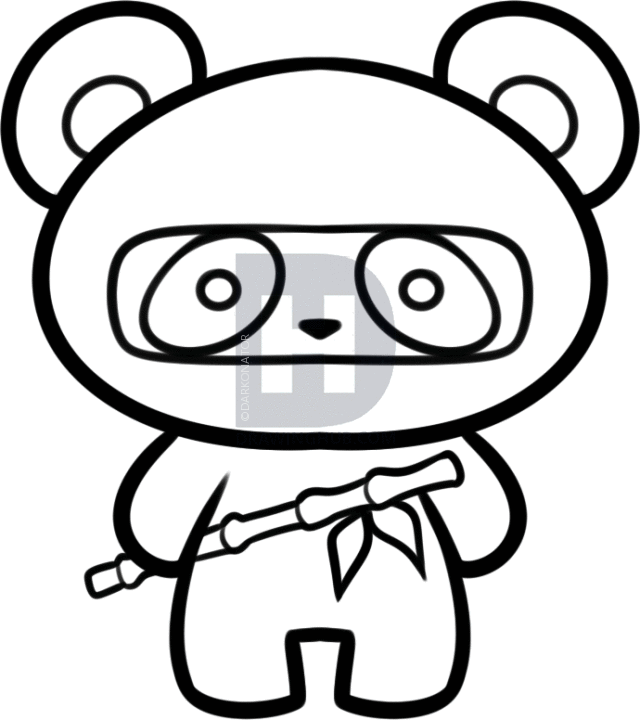 640x720 How To Draw A Panda Ninja, Step