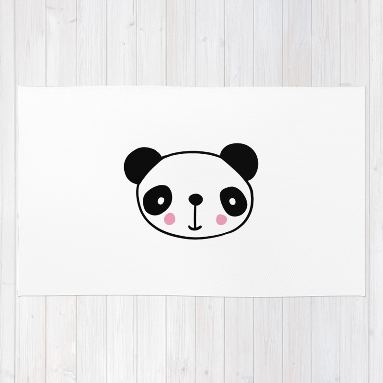 1500x1500 Cute Panda Head In Black And White Rug