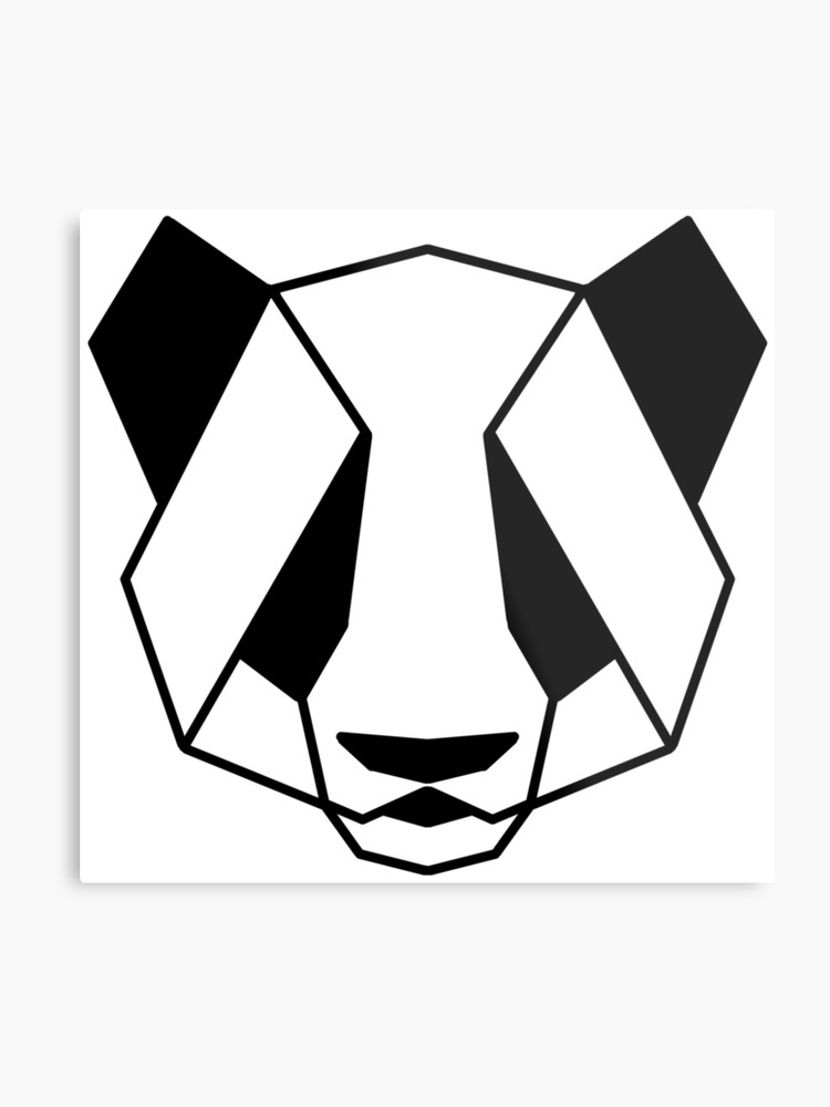 750x1000 Geometric Panda Head Metal Print