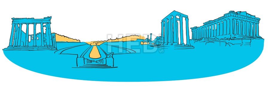 900x295 athens greece colored panorama diagrams landscape sketch