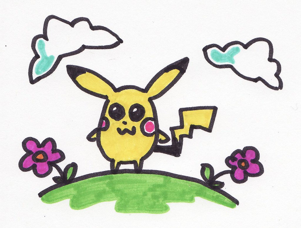 1024x774 pikachu and pansies