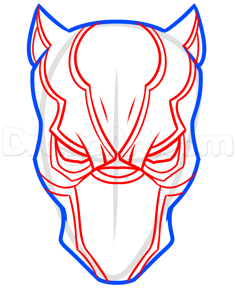 757x941 Draw The Black Panther Easy, Step