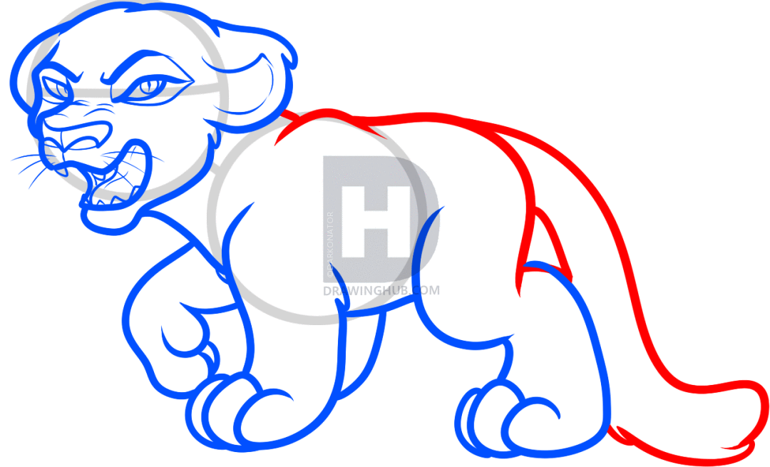 1080x655 How To Draw A Cartoon Panther, Step