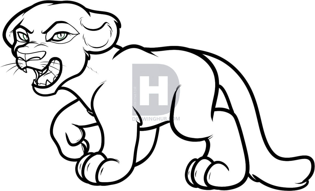 1080x655 Panther Lineart Cartoon For Free Download