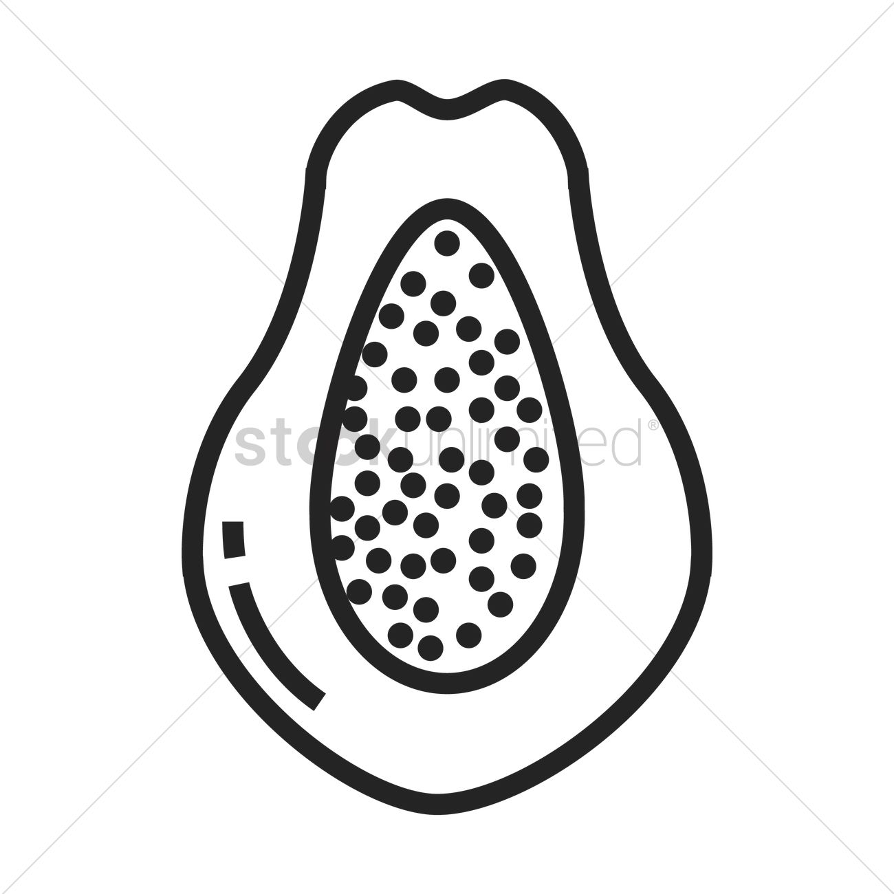 1300x1300 Papaya Cut Into Half Vector Image