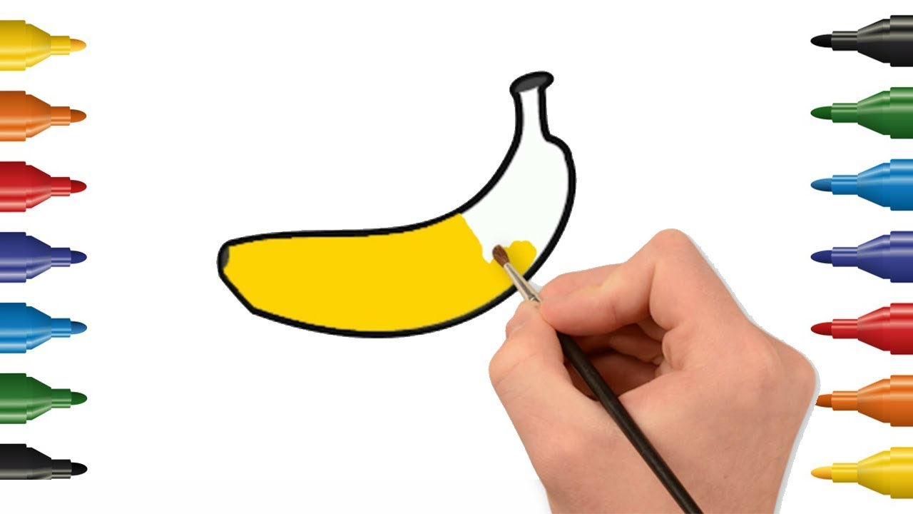 1280x720 Fruits Coloring Pages How To Draw Banana And Papaya Kids