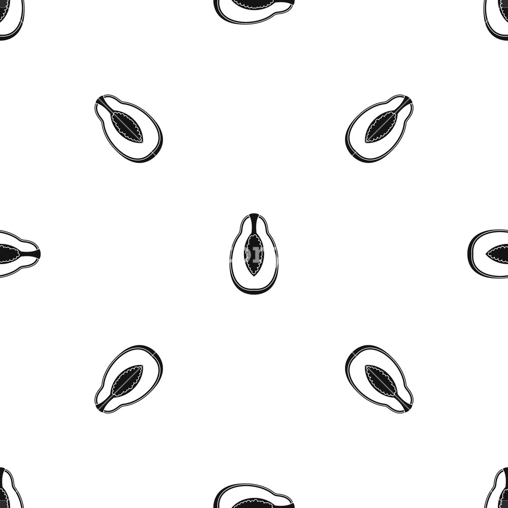 1000x1000 Papaya Fruit Pattern Repeat Seamless In Black Color For Any Design