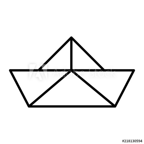 500x500 Paper Boat Thin Line Icon Origami Vector Illustration Isolated