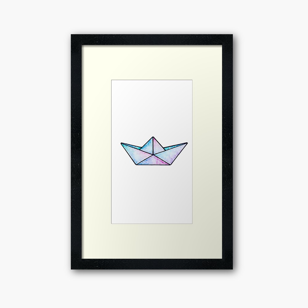 1000x1000 Watercolor Paper Boat Drawing Framed Art Print