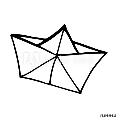 500x500 Origami Paper Ship Boat Drawn Design Vector Illustration