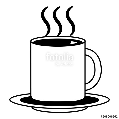 500x500 Coffee Cup Hot Fresh Aroma On Saucer Vector Illustration Black