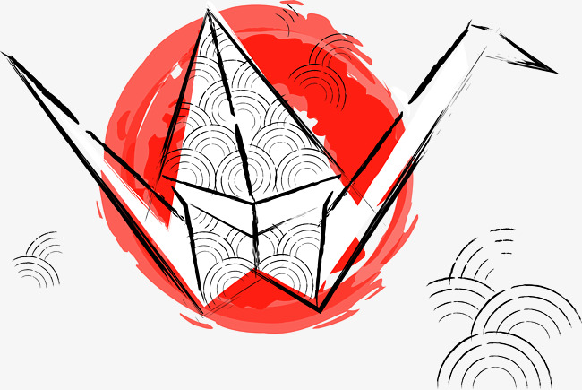 650x435 Vector Hand Painted Japanese Style Folding Paper Cranes, Paper