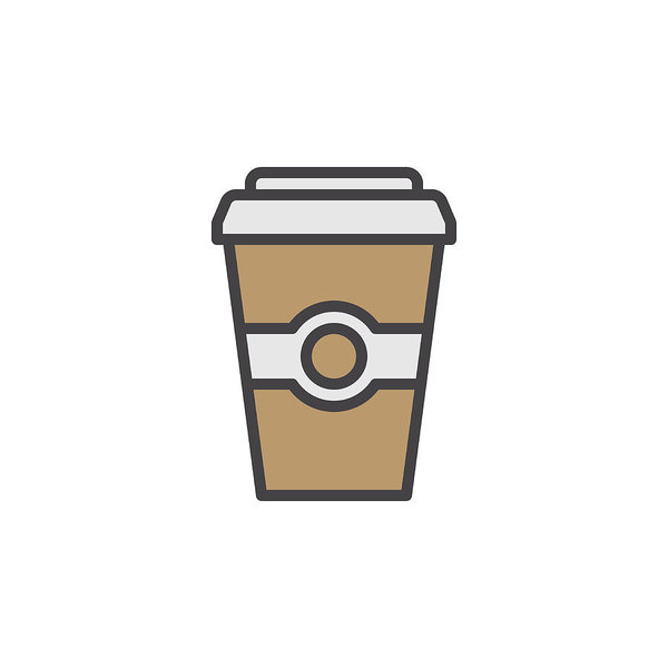 600x600 Coffee Paper Cup Filled Outline Icon, Line Vector Sign, Linear