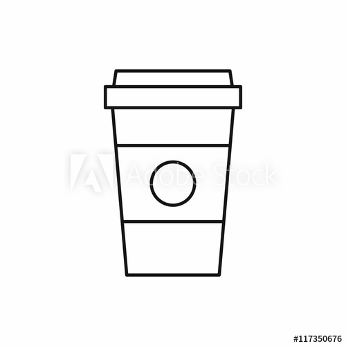 500x500 Paper Cup Of Coffee Icon In Outline Style Isolated Vector