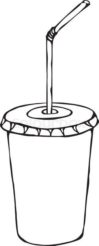 325x800 White Paper Cup With Lid And Straw, Stock Vector Colourbox