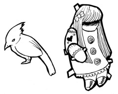 239x191 Jealous Bird And Paper Doll Ink Drawings That Went Into