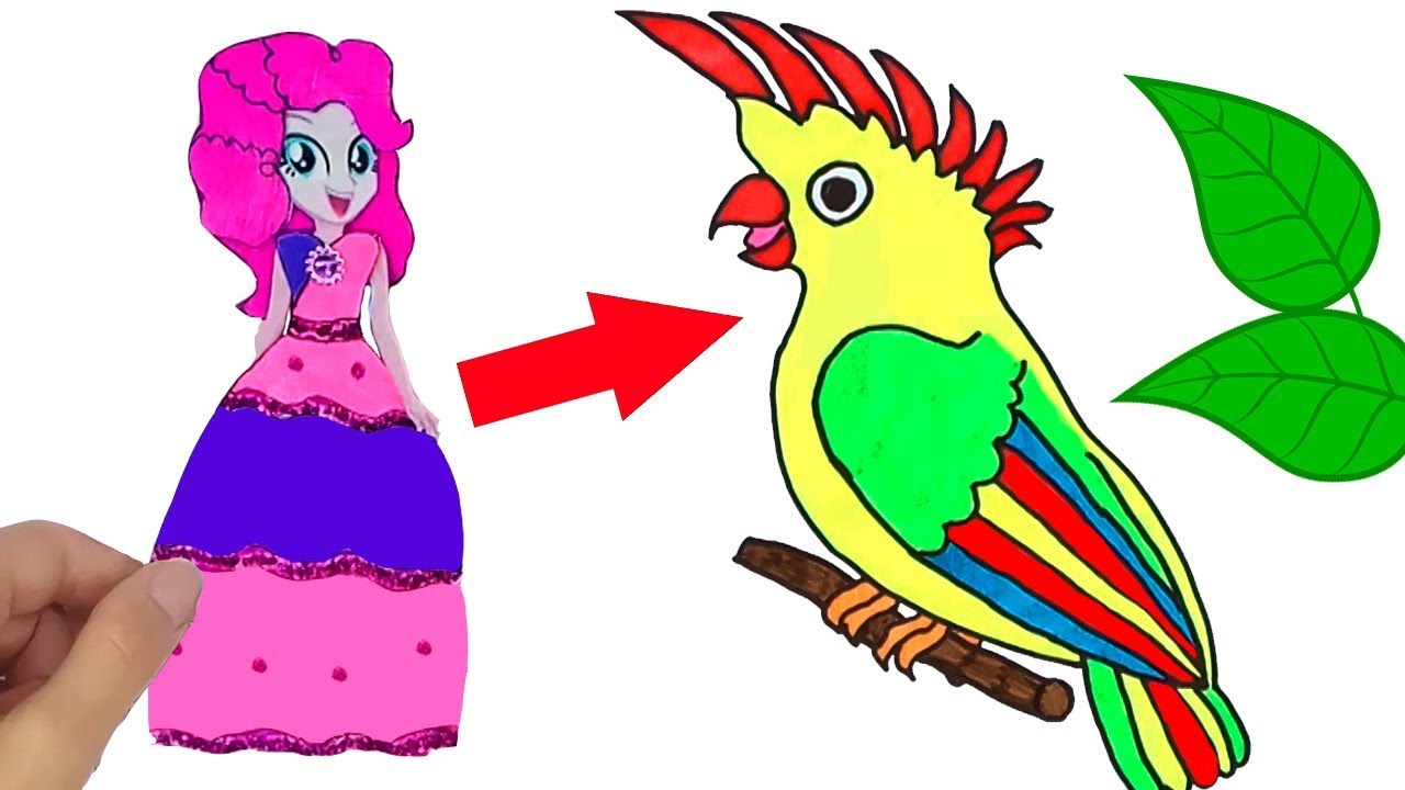 1280x720 Paper Doll Coloring And Drawing Parrot