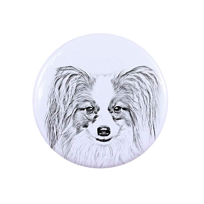 695x695 Papillon, A Button, Badge With A Dog Jewelry