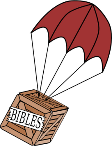 385x500 Vector Drawing Of Parachute Delivery Of Box Of Bibles Public