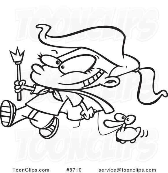 581x600 Cartoon Black And White Line Drawing Of A Parade Girl Pulling