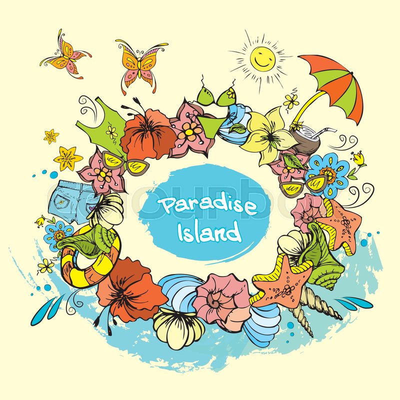 800x800 Paradise Island Background Summer Stock Vector Colourbox