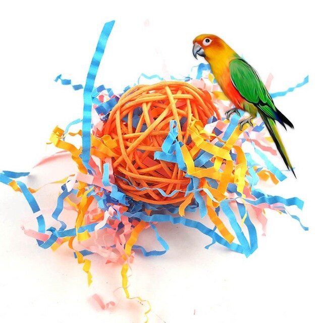 640x640 parrot bird rattan ball drawing toy random color