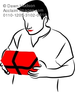 244x300 Clipart Illustration Of Simple Line Drawing Of A Man Holding A Parcel
