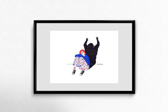 570x380 Shadow Original Drawing Etsy