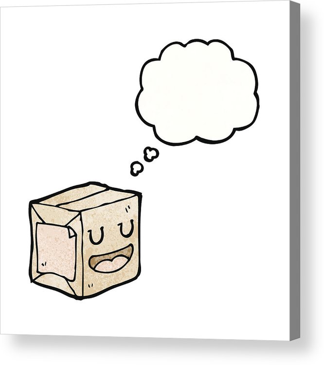 666x750 Cartoon Wrapped Parcel With Thougth Bubble Acrylic Print
