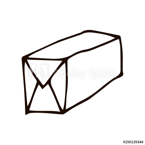 500x500 Cartoon Doodle Linear Parcel Isolated On White Background Vector