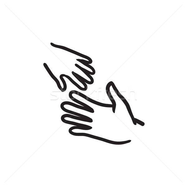 600x600 Hands Of Parent And Child Sketch Icon Vector Illustration