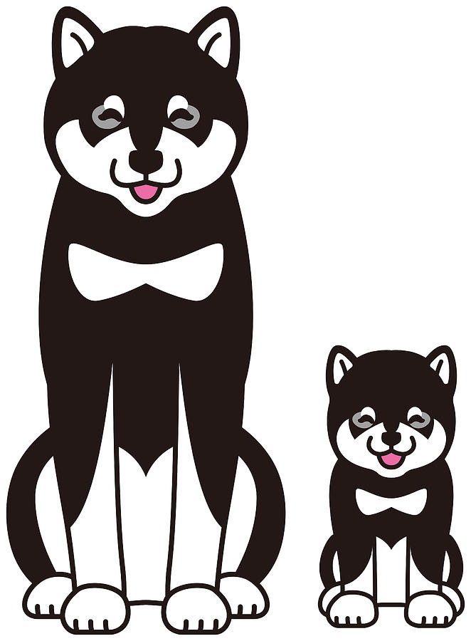662x900 The Parent And Child Of Japanese Dog Drawing