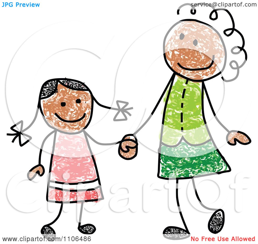 1080x1024 Clipart Stick Drawing Of A Happy Black Mother And Daughter Holding