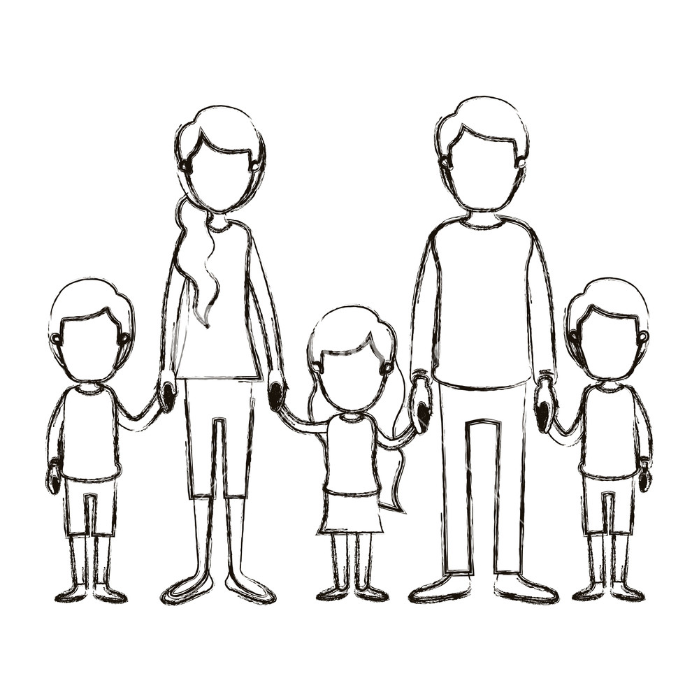 1000x1000 Blurred Silhouette Caricature Faceless Family With Young Parents