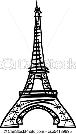 270x470 Vector Doodle Black Eifel Tower Hand Drawn Landmark Symbol